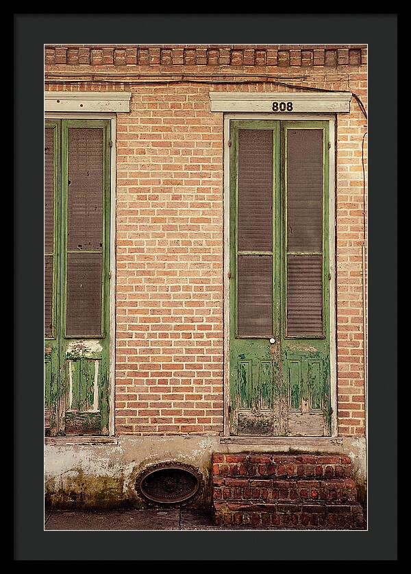 French Quarter Green Door - New Orleans Framed Print