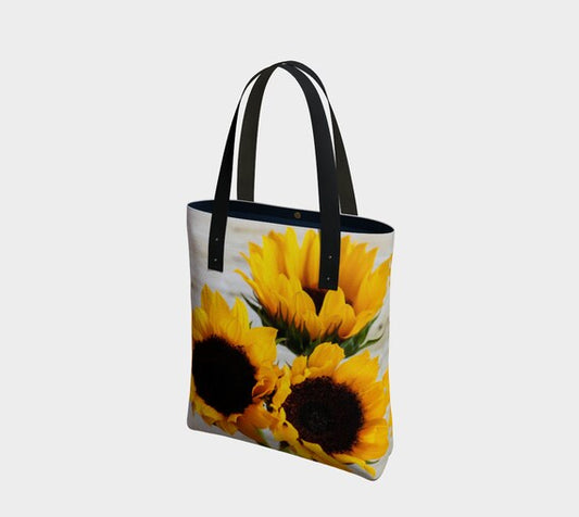 a tote bag with sunflowers on it