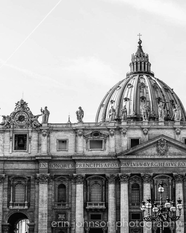 Black and white St. Peter’s Basilica photography print – Rome Italy fine art wall décor