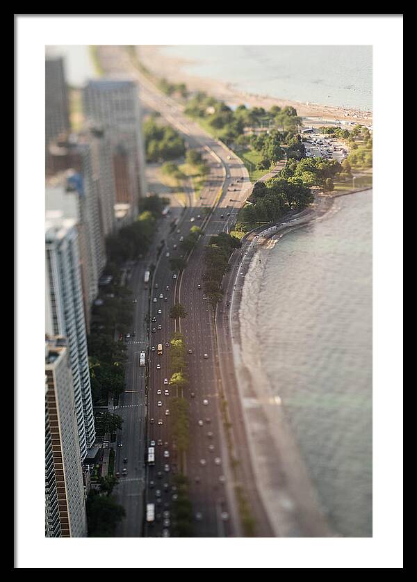 Lakeshore Drive Framed Print – Coastal Landscape Photography in Black or White Wood Frame