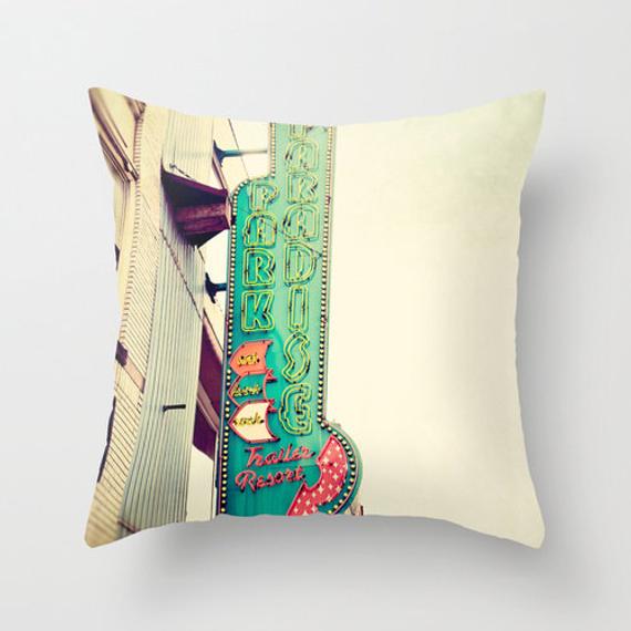 a close up of a pillow on a wall