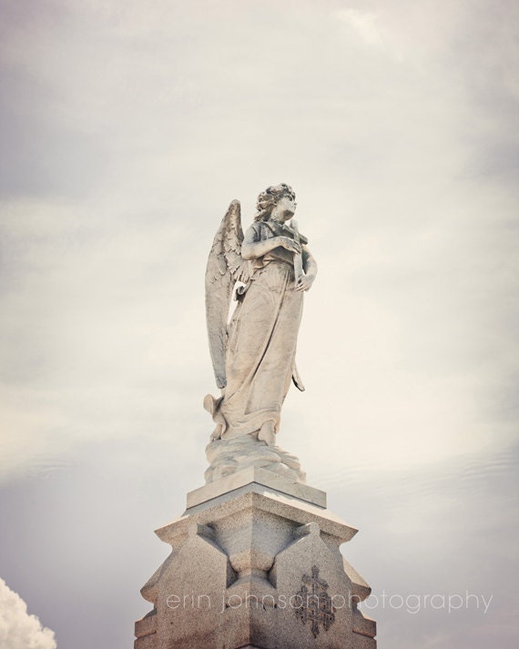Photography print of angel statue in a New Orleans cemetery