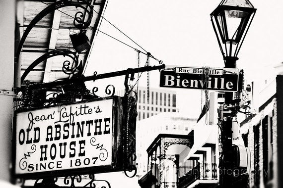 Black and White Picture/Photo: Maison Bourbon, on Bourbon Street, French  Quarter. New Orleans, Louisiana, USA