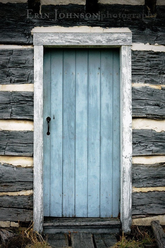 Blue door photography print, rustic farmhouse wall art, country decor