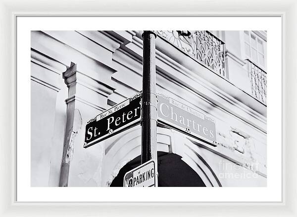 St Peter and Chartres Street Sign - Framed Print