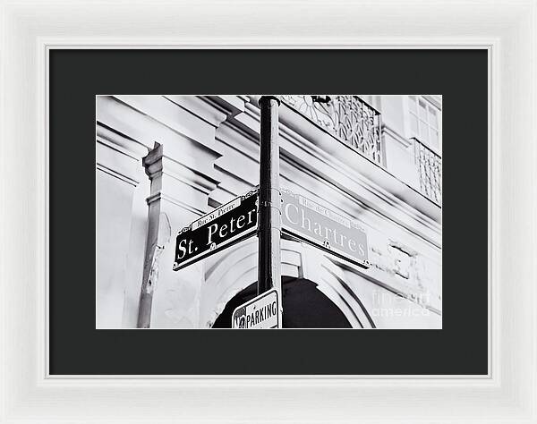 St Peter and Chartres Street Sign - Framed Print