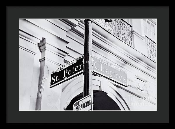 St Peter and Chartres Street Sign - Framed Print