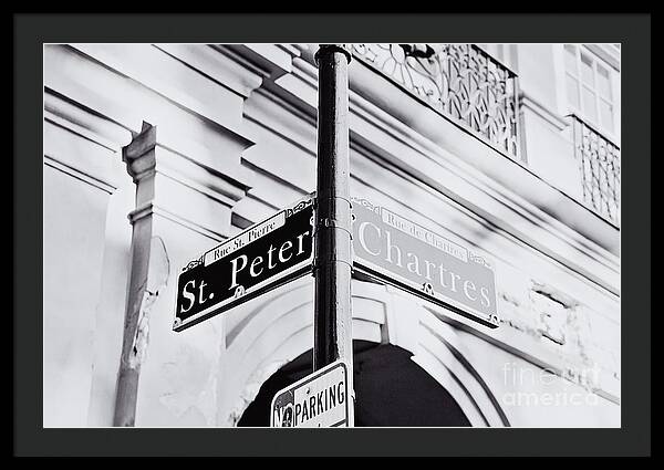 St Peter and Chartres Street Sign - Framed Print