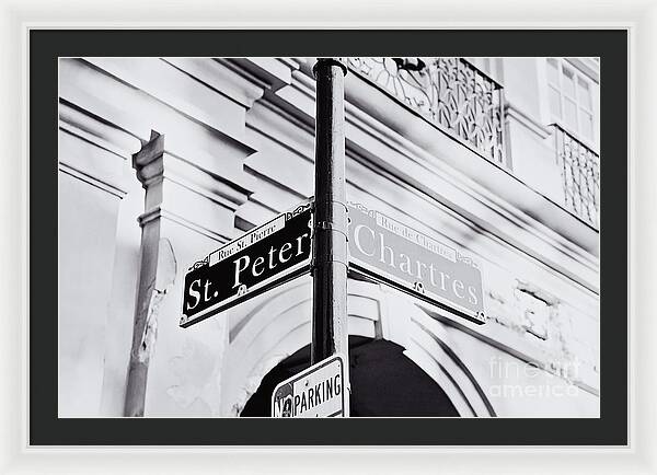 St Peter and Chartres Street Sign - Framed Print