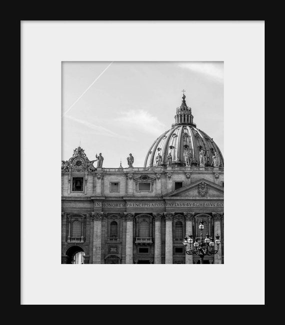 Black and white St. Peter’s Basilica photography print – Rome Italy fine art wall décor