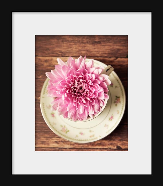 Would You Like a Cup of Tea? | Pink Flower Photography Print or Canvas Wall Art