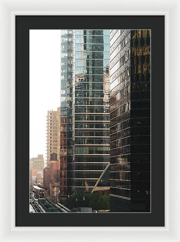 Sunset Train Chicago Photograph - Framed Print