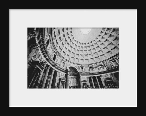 Black and white Pantheon photography print – Rome Italy travel wall art décor