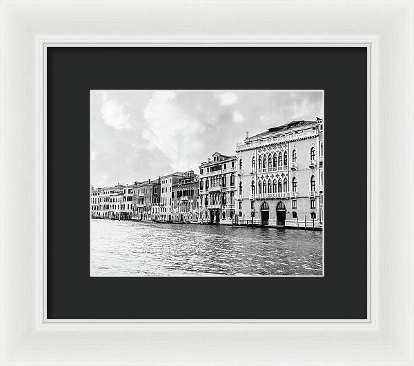Venice Canal Black and White - Framed Print