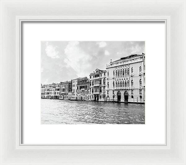 Venice Canal Black and White - Framed Print