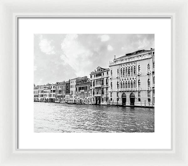 Venice Canal Black and White - Framed Print