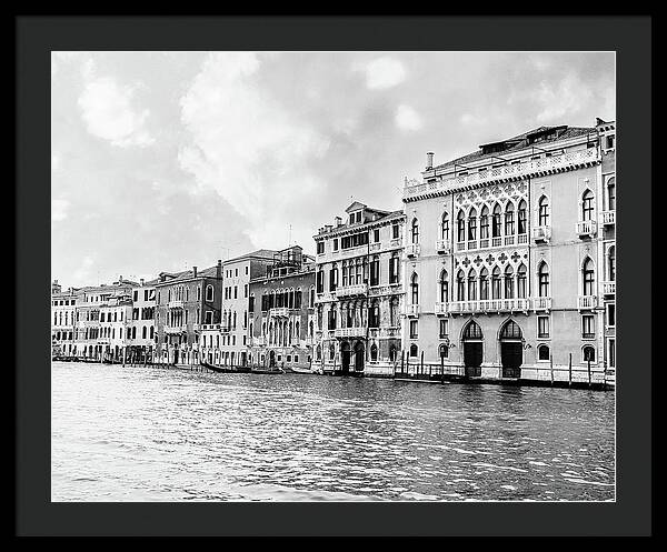Venice Canal Black and White - Framed Print