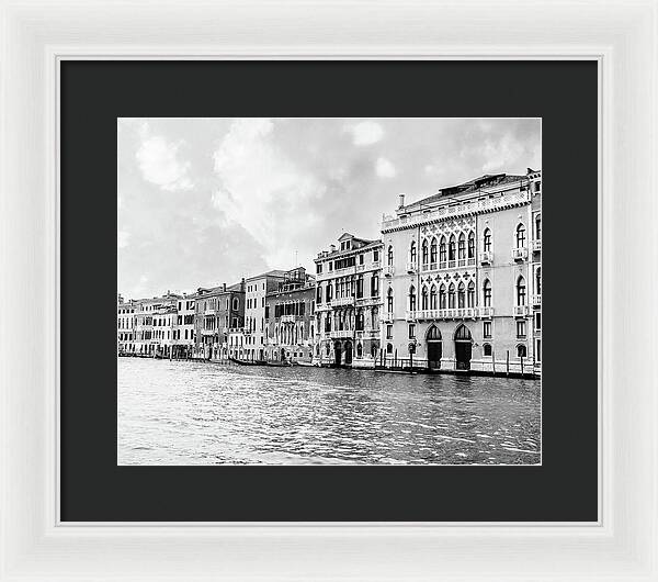 Venice Canal Black and White - Framed Print