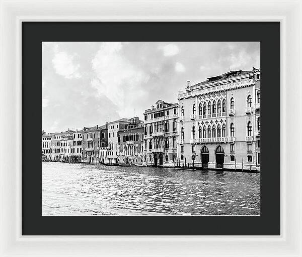 Venice Canal Black and White - Framed Print