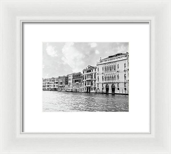 Venice Canal Black and White - Framed Print
