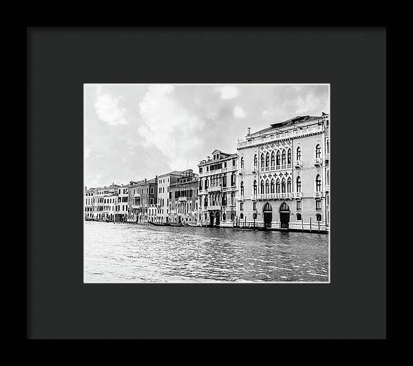 Venice Canal Black and White - Framed Print