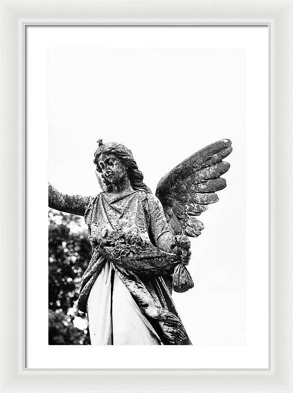 Nashville Cemetery Photography | Black and White Angel Mount Olivet - Framed Print