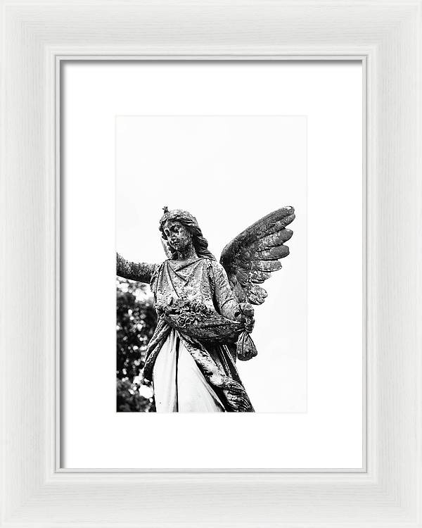Nashville Cemetery Photography | Black and White Angel Mount Olivet - Framed Print