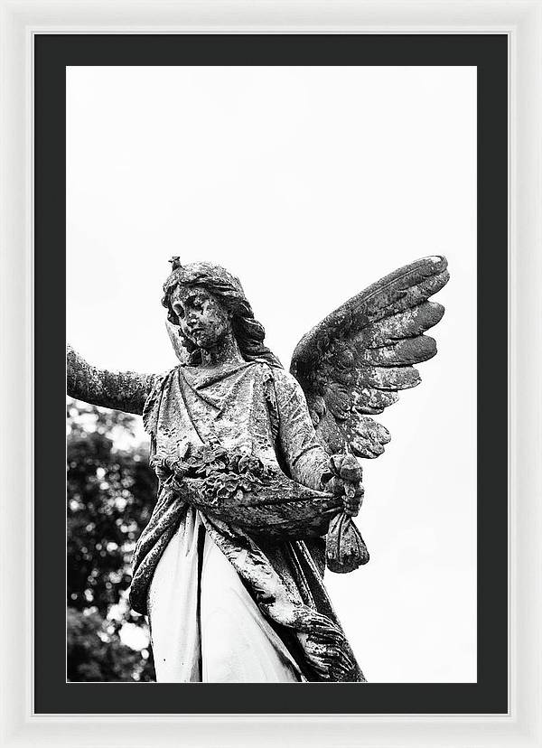 Nashville Cemetery Photography | Black and White Angel Mount Olivet - Framed Print