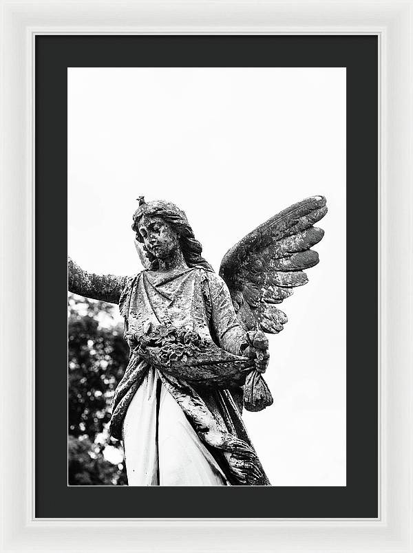 Nashville Cemetery Photography | Black and White Angel Mount Olivet - Framed Print