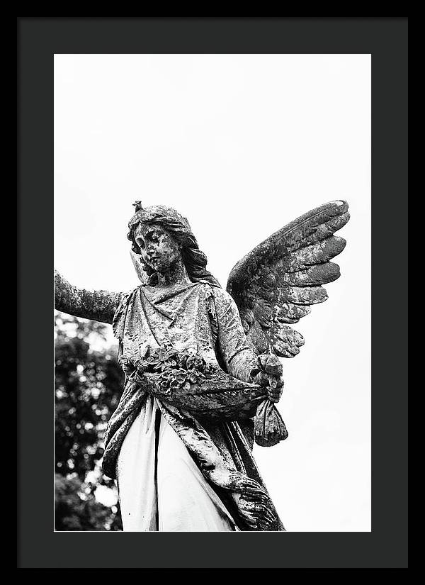 Nashville Cemetery Photography | Black and White Angel Mount Olivet - Framed Print