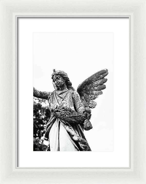 Nashville Cemetery Photography | Black and White Angel Mount Olivet - Framed Print