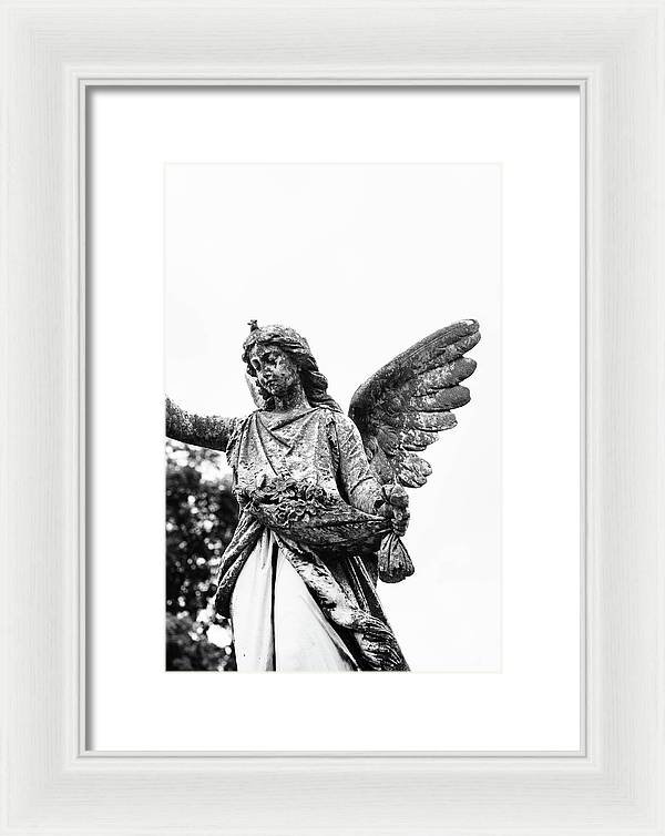 Nashville Cemetery Photography | Black and White Angel Mount Olivet - Framed Print