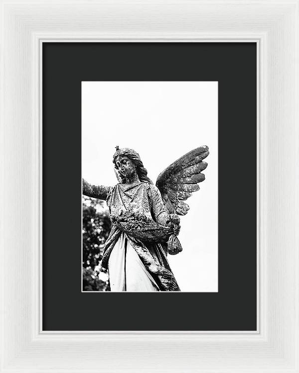 Nashville Cemetery Photography | Black and White Angel Mount Olivet - Framed Print