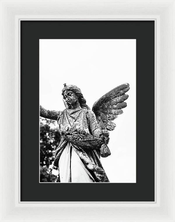 Nashville Cemetery Photography | Black and White Angel Mount Olivet - Framed Print