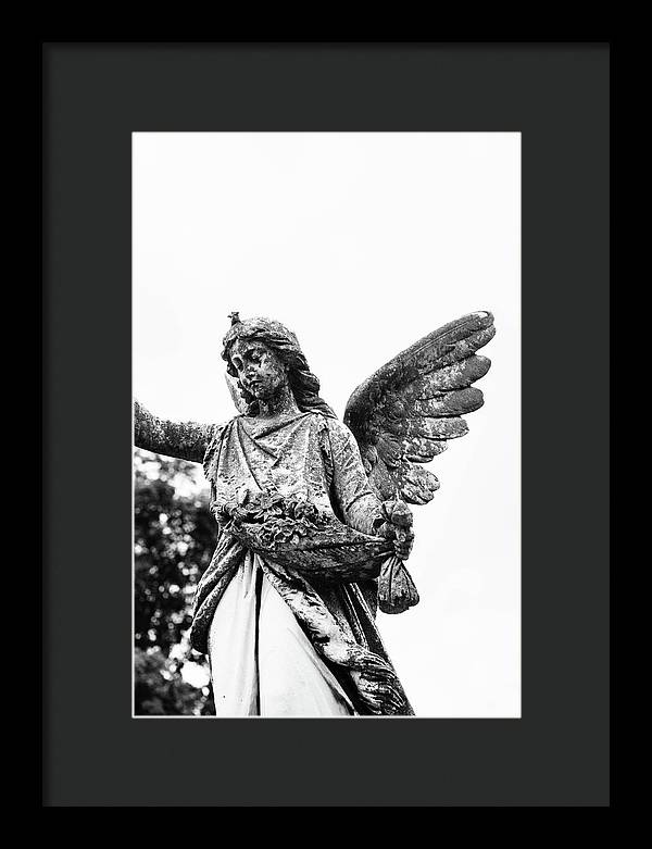 Nashville Cemetery Photography | Black and White Angel Mount Olivet - Framed Print
