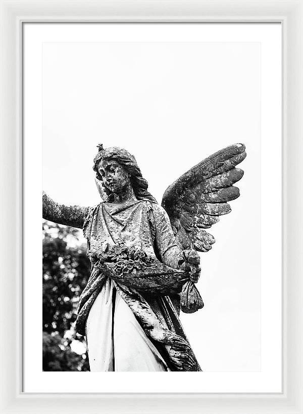 Nashville Cemetery Photography | Black and White Angel Mount Olivet - Framed Print