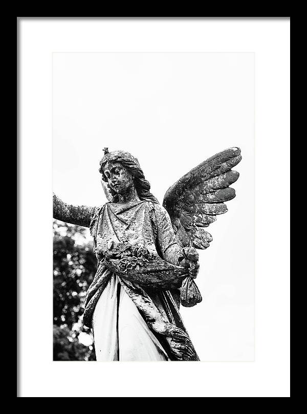 Nashville Cemetery Photography | Black and White Angel Mount Olivet - Framed Print