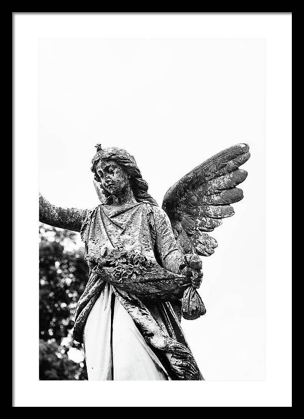 Nashville Cemetery Photography | Black and White Angel Mount Olivet - Framed Print