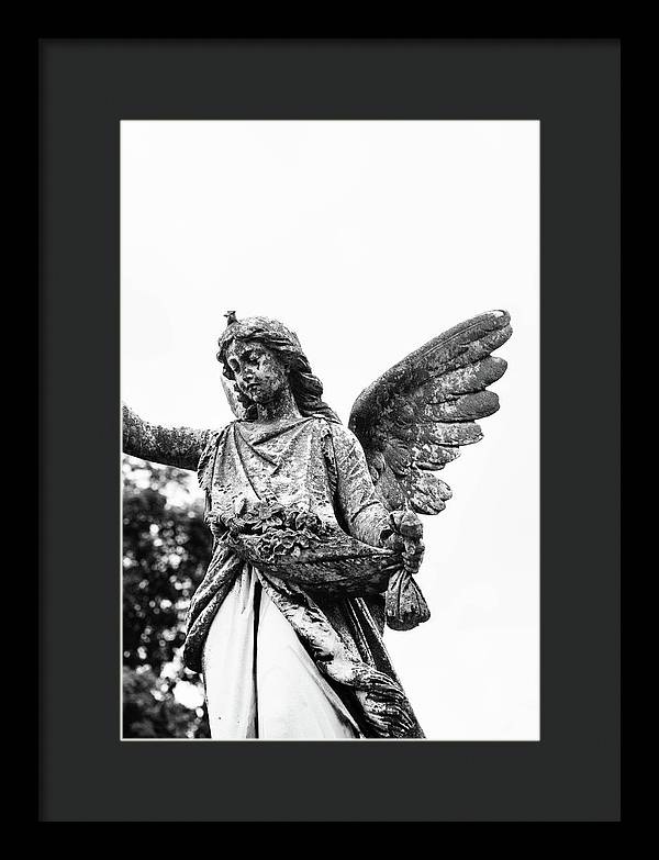Nashville Cemetery Photography | Black and White Angel Mount Olivet - Framed Print