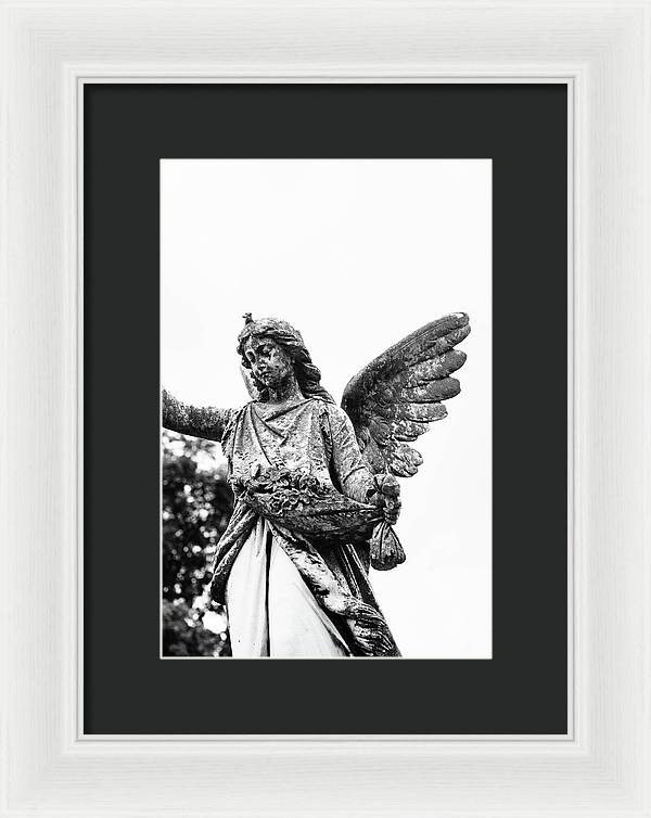 Nashville Cemetery Photography | Black and White Angel Mount Olivet - Framed Print