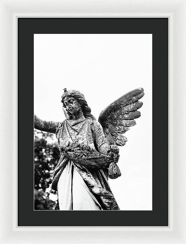 Nashville Cemetery Photography | Black and White Angel Mount Olivet - Framed Print