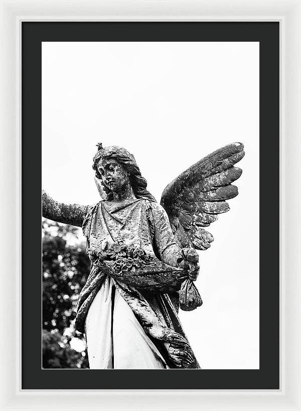 Nashville Cemetery Photography | Black and White Angel Mount Olivet - Framed Print