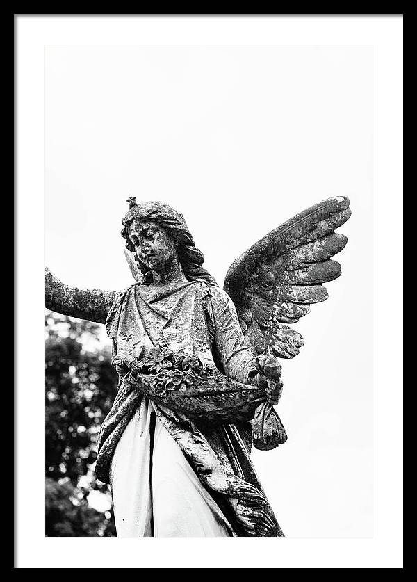 Nashville Cemetery Photography | Black and White Angel Mount Olivet - Framed Print