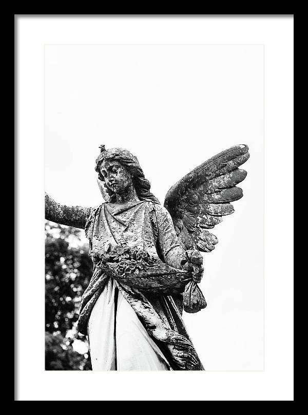 Nashville Cemetery Photography | Black and White Angel Mount Olivet - Framed Print