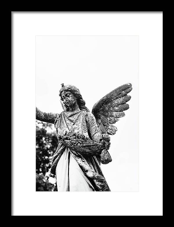 Nashville Cemetery Photography | Black and White Angel Mount Olivet - Framed Print