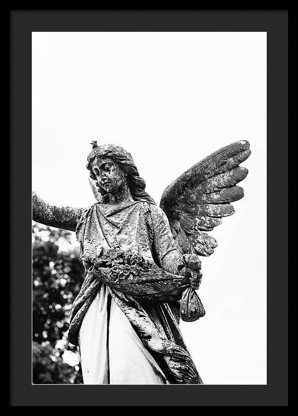 Nashville Cemetery Photography | Black and White Angel Mount Olivet - Framed Print