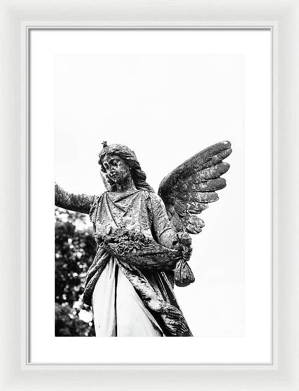 Nashville Cemetery Photography | Black and White Angel Mount Olivet - Framed Print