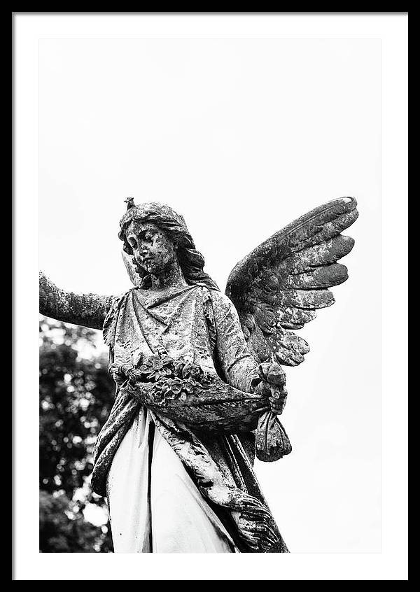 Nashville Cemetery Photography | Black and White Angel Mount Olivet - Framed Print