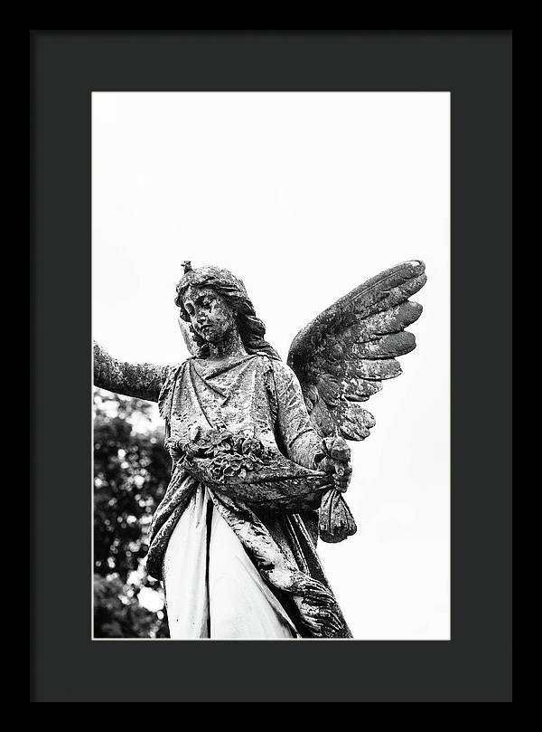 Nashville Cemetery Photography | Black and White Angel Mount Olivet - Framed Print