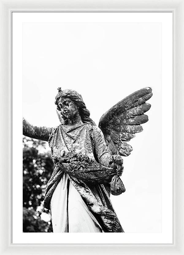 Nashville Cemetery Photography | Black and White Angel Mount Olivet - Framed Print